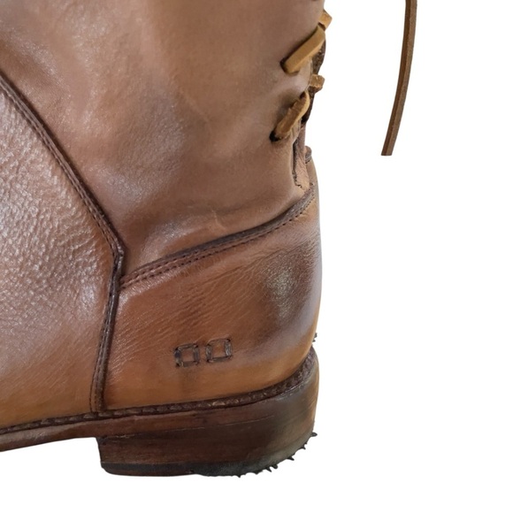 BED STU Women’s CHESHIRE BOOT Tan Glove Leather Lace Up Detail Combat Boots 8 - Picture 5 of 13
